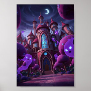 Whimsical Haunted Mansion Floating Ghosts Poster