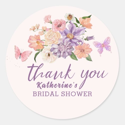 Whimsical he gives me butterflies bridal Shower Classic Round Sticker