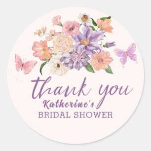 Whimsical he gives me butterflies bridal Shower Classic Round Sticker
