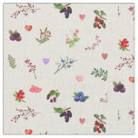 "Whimsical Heart and Berry Pattern" Fabric
