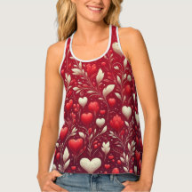 Whimsical Heart and Leaves Tank Top
