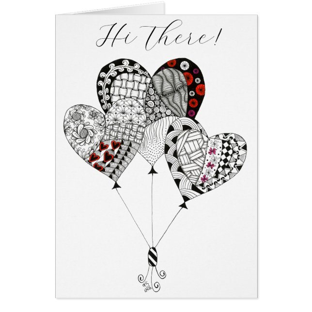 Whimsical Heart Balloons Greeting Card (Front)