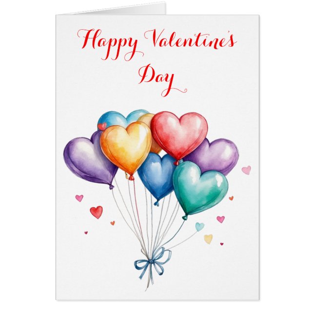 Whimsical Heart Balloons Happy Valentine's Day (Front)