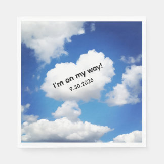 Whimsical Heart Cloud "I'm on my way!" Baby Showe Napkins