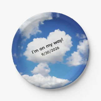 Whimsical Heart Cloud I'm On My Way Baby Shower Pa Paper Plates