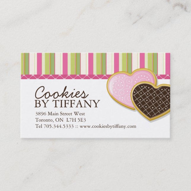 Whimsical Heart Cookies Business Cards (Front)