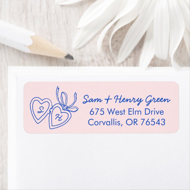 Whimsical Heart Locket Doodle CUSTOM Return Addres Label (Insitu)