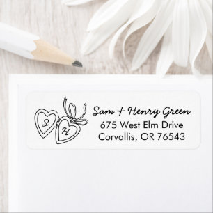 Whimsical Heart Locket Doodle CUSTOM Return Addres Label