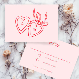 Whimsical Heart Locket Doodle Sketch CUSTOM RSVP Card