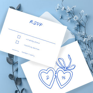 Whimsical Heart Locket Doodle Sketch CUSTOM RSVP Card
