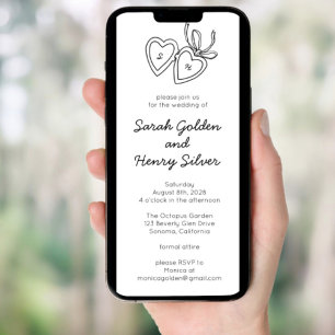 Whimsical Heart Locket Doodle Sketch Digital evite Invitation