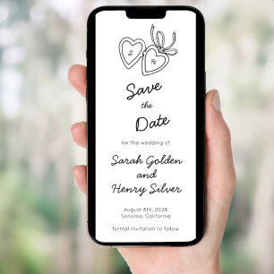 Whimsical Heart Locket Doodle Sketch Digital STD Invitation