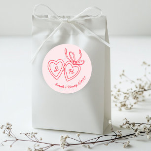 Whimsical Heart Locket Doodle Sketch Modern CUSTOM Classic Round Sticker