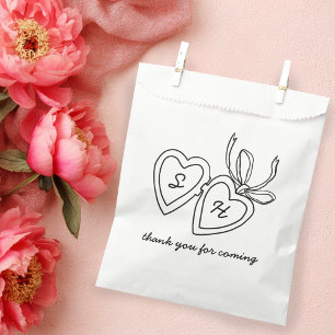 Whimsical Heart Locket Doodle Sketch Modern CUSTOM Favor Bag