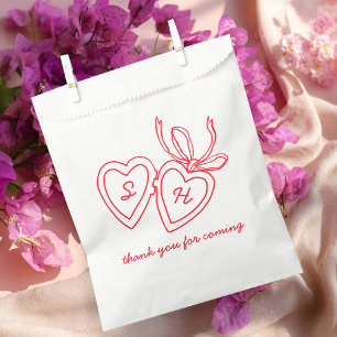 Whimsical Heart Locket Doodle Sketch Modern CUSTOM Favor Bag