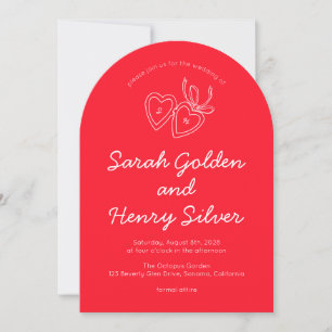 Whimsical Heart Locket Doodle Sketch Modern CUSTOM Invitation