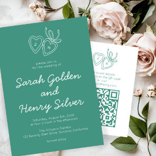 Whimsical Heart Locket Doodle Sketch Modern CUSTOM Invitation