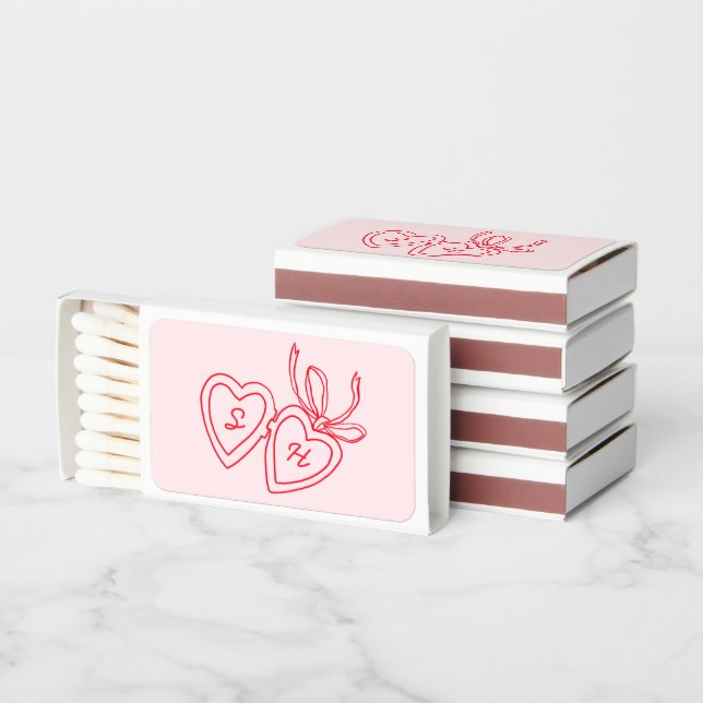 Whimsical Heart Locket Doodle Sketch Modern CUSTOM Matchboxes (Stacked)
