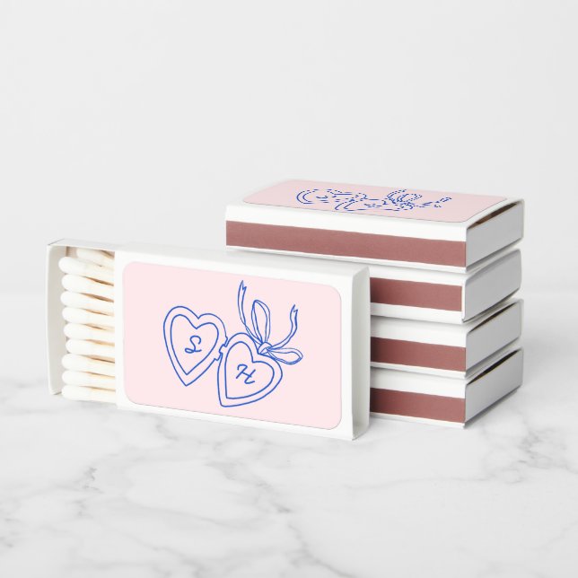 Whimsical Heart Locket Doodle Sketch Modern CUSTOM Matchboxes (Stacked)