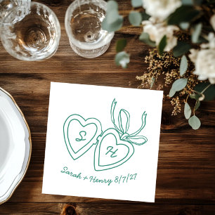 Whimsical Heart Locket Doodle Sketch Modern CUSTOM Napkins