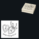 Whimsical Heart Locket Doodle Sketch Modern CUSTOM Rubber Stamp<br><div class="desc">Use these sweet whimsical custom stamp for your wedding, engagement party, bridal shower or other event. Hand drawn by me for you. Fully editable, add your own text or background color. FULLY CUSTOMIZABLE: Click "personalize" to edit the text, add your own custom initials to the hearts, and then click "edit...</div>