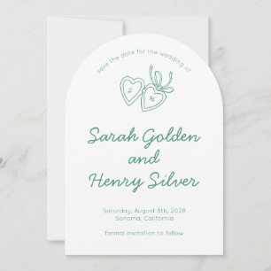 Whimsical Heart Locket Doodle Sketch Modern CUSTOM Save The Date