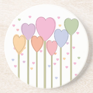 Whimsical Heart Lollipops Drink Coaster