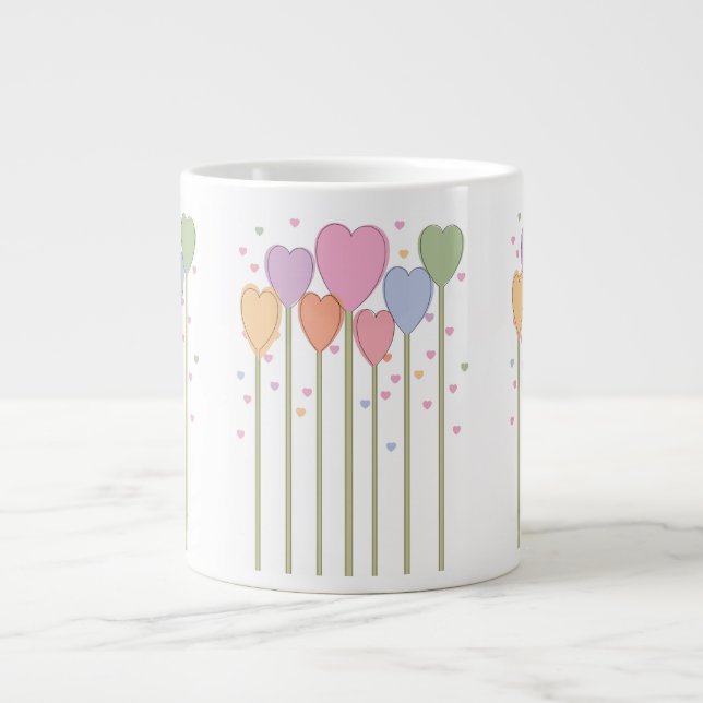 Whimsical Heart Lollipops Giant Coffee Mug (Front)