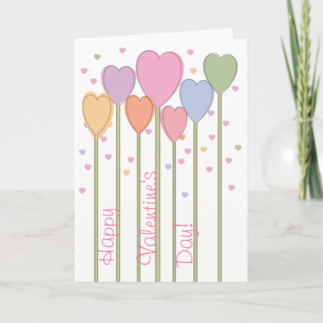 Whimsical Heart Lollipops Holiday Card (Front)
