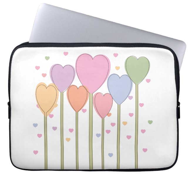 Whimsical Heart Lollipops Laptop Sleeve (Front)
