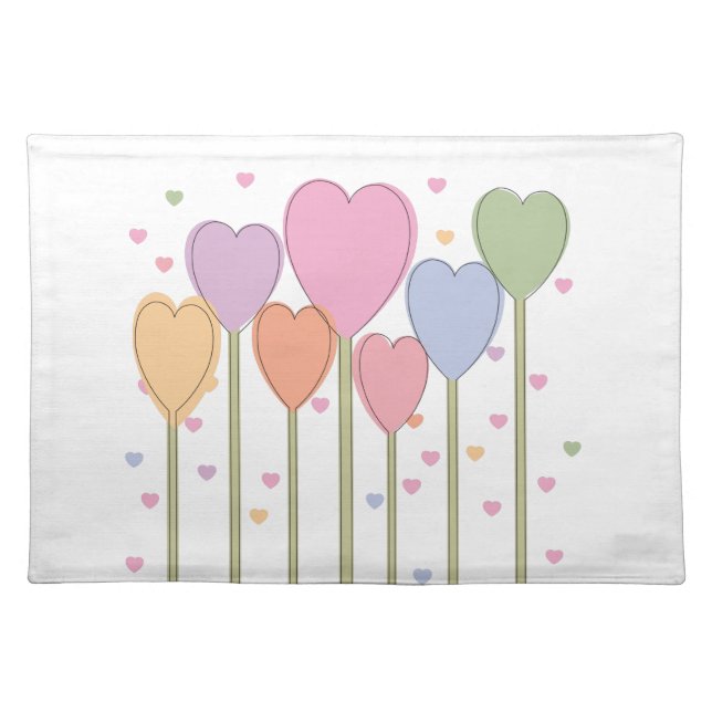 Whimsical Heart Lollipops Placemat (Front)