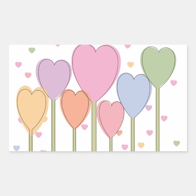 Whimsical Heart Lollipops Rectangular Sticker (Front)
