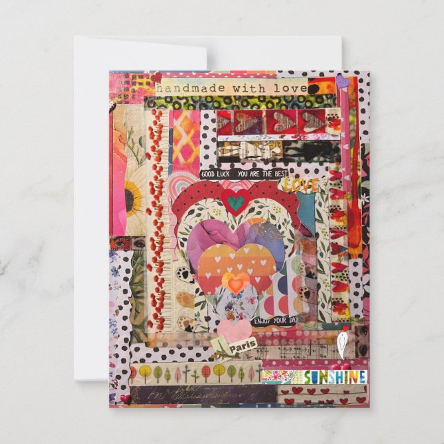 Whimsical Heart Paper Art Greeting Card (Front)