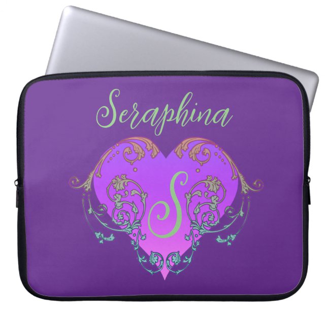 Whimsical Heart Personalized Laptop Sleeve (Front)