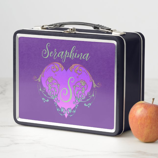 Whimsical Heart Personalized Metal Lunch Box (In Situ)