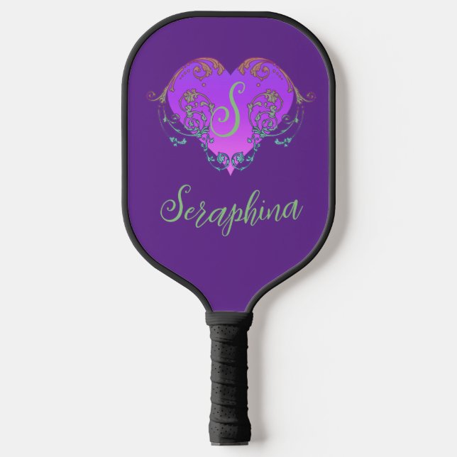 Whimsical Heart Personalized Pickleball Paddle (Front)