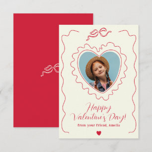 Whimsical Heart Photo Bow Frame Love Valentines Note Card