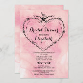 Whimsical Heart Pink Watercolor Bridal Shower Invitation (Front/Back)