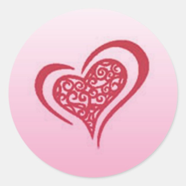 Whimsical Heart Round Sticker (Front)
