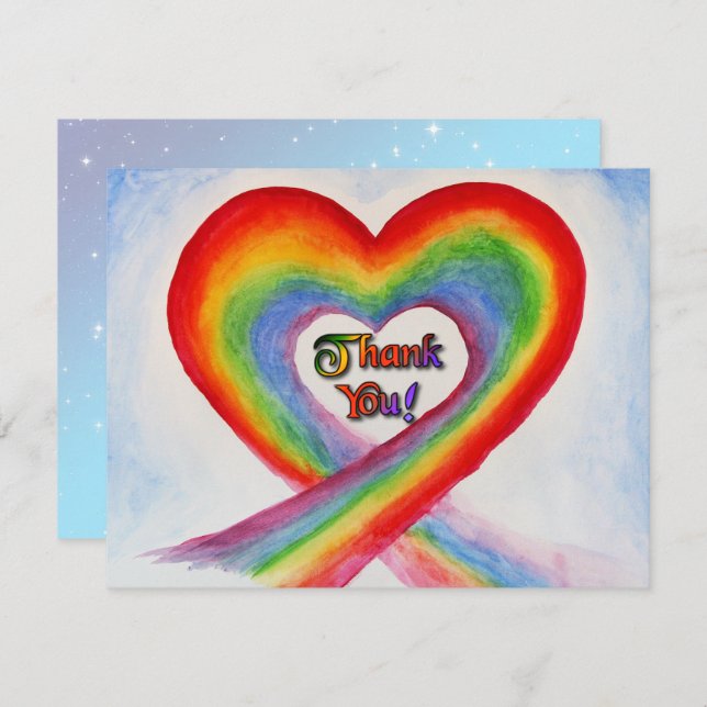 Whimsical Heart Thank You Greeting Card (Front/Back)