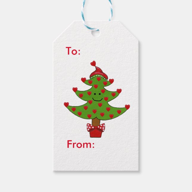 Whimsical Heart Tree Gift Tags (Front)