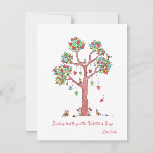 Whimsical Heart Tree Happy Valentines Day Holiday Card