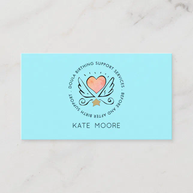 Whimsical Heart Wings Doula Or Midwife Birth Coach Business Card Zazzle