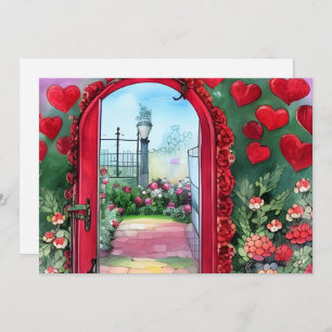 Whimsical Hearts Archway Custom Valentine's Day Card