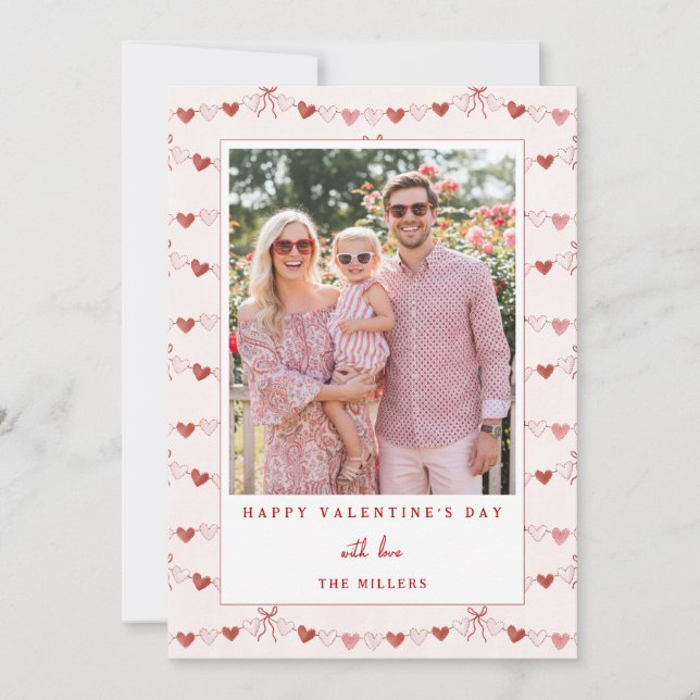 Whimsical Hearts Happy Valentine's Day Photo Card (Front)