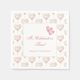 Whimsical Hearts Kids Birthday Party Napkins