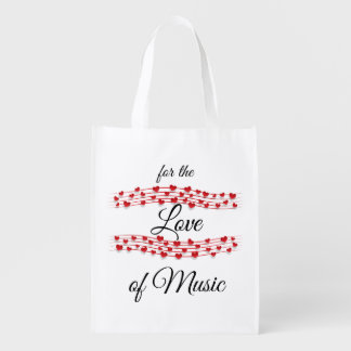 Whimsical hearts music "For the love of music" Grocery Bag