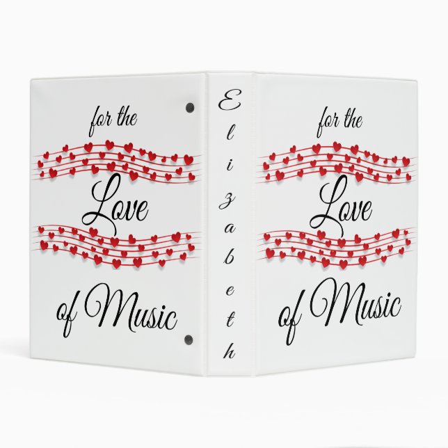 Whimsical hearts music "For the love of music"  Mini Binder (Background)