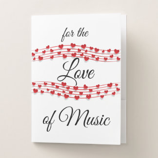 Whimsical hearts music "For the love of music" Pocket Folder