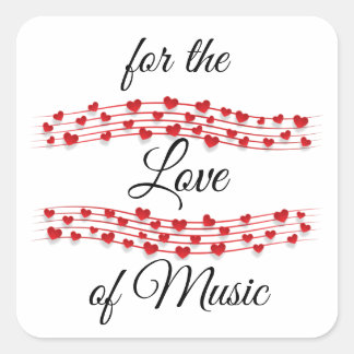 Whimsical hearts music "For the love of music" Square Sticker